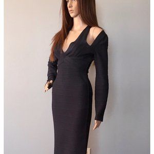 Herve Leger by Max Azria Mid-Length Navy Bandage Dress [size S]